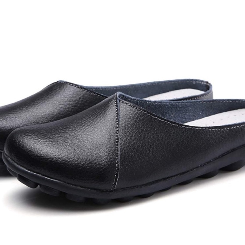 Black Leather Slip-On Shoes